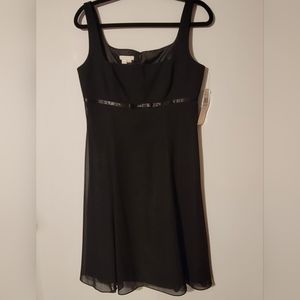 London Times Black‎ Empire Waist Square Neckline Mini Dress Size 8